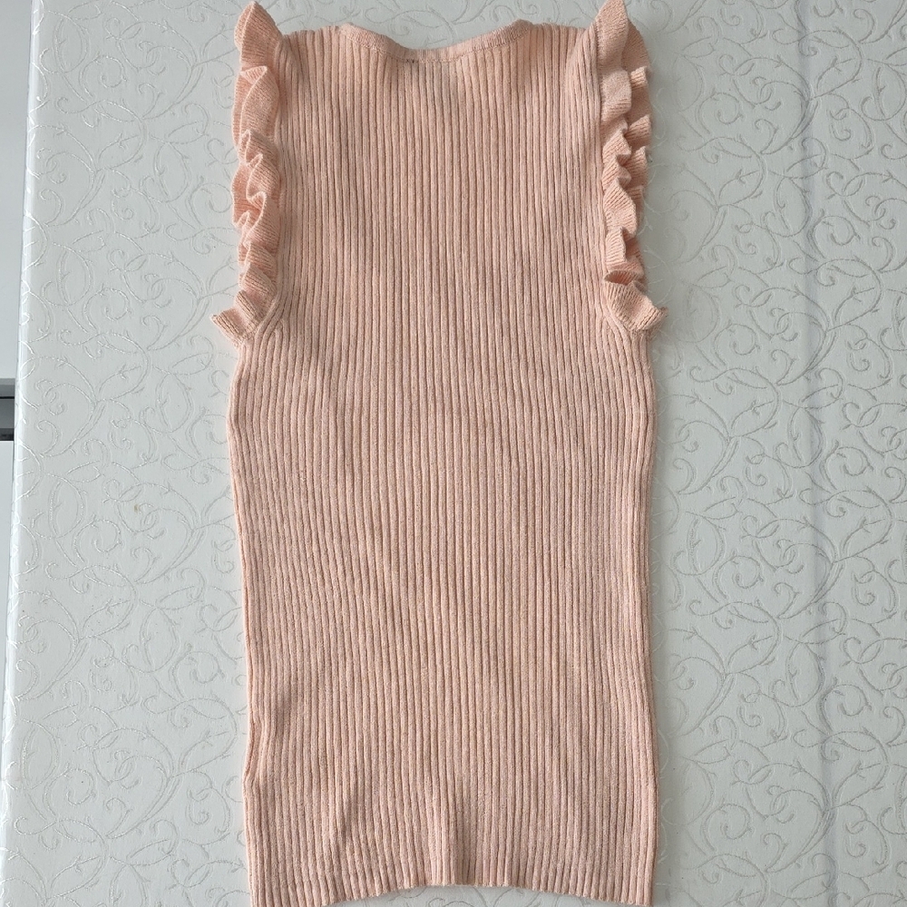 Express Pink Ribbed Ruffle Tank Top - Picture 6 of 7